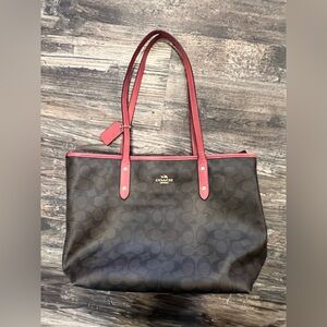 Coach Signature Brown and Red Tote Bag